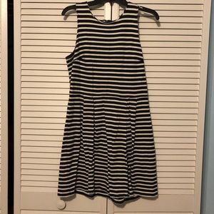 LOFT Navy and white striped dress